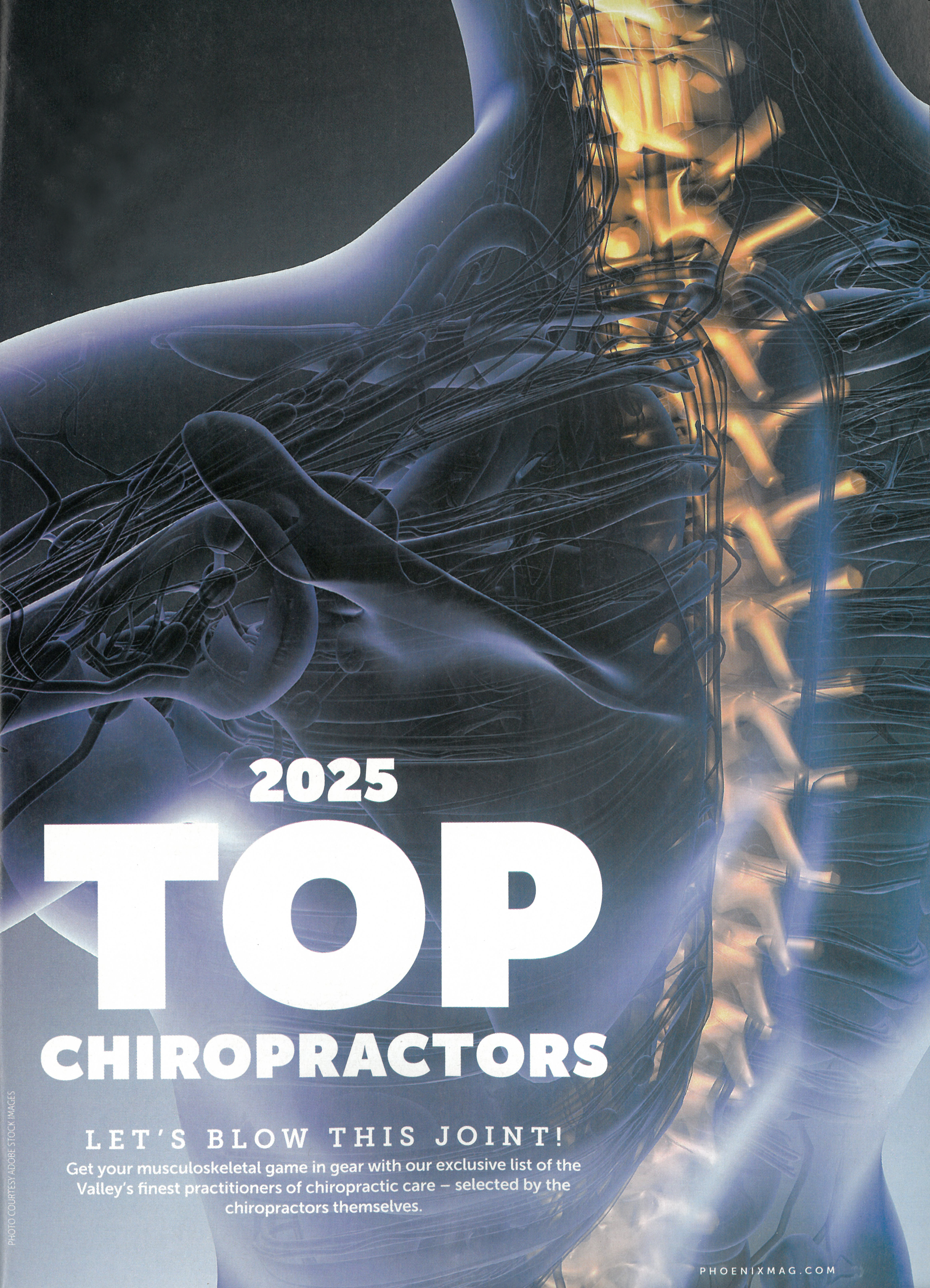 2025 TOP Chiropractor Jolene Kuty, D.C. of Kuty Chiropractic was featured in Phoenix Magazine, with a featured editorial on Dr. Kuty.